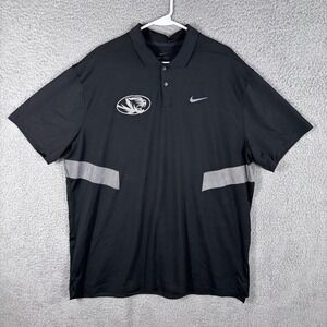 Mizzou University of Missouri Tigers‎ Nike Dri Fit Polo Mens XL  Black Shirt